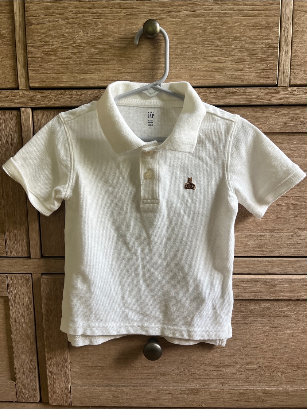 GAP White Polo Shirt with Small Bear Patch